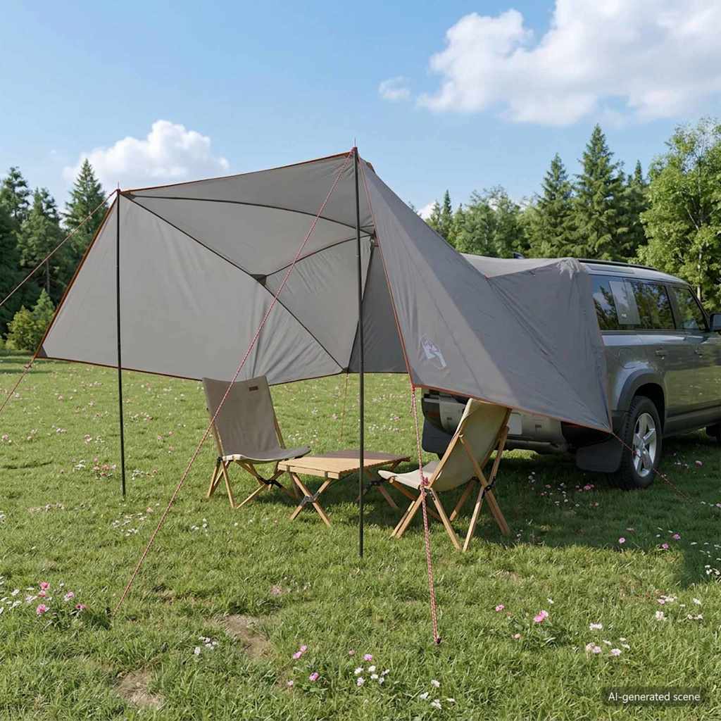 Autotent Grijs en Oranje 308 x 215 x 220 cm Polyester en staal is nu te koop bij PeponiXL, paradijselijk wonen!