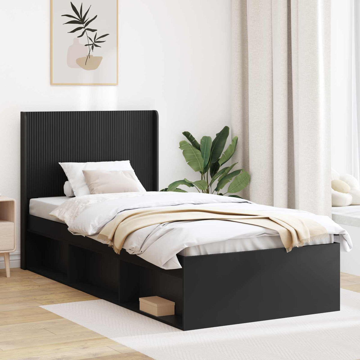 Hoofdbord Zwart Bewerkt hout is nu te koop bij PeponiXL, paradijselijk wonen!