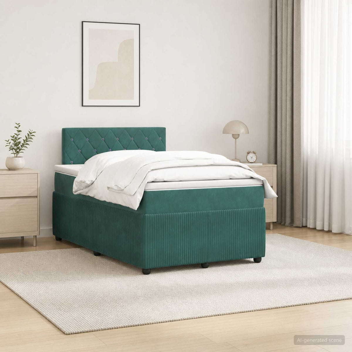 Boxspringbed met matras Donkergroen 120 x 200 cm Fluweel is nu te koop bij PeponiXL, paradijselijk wonen!