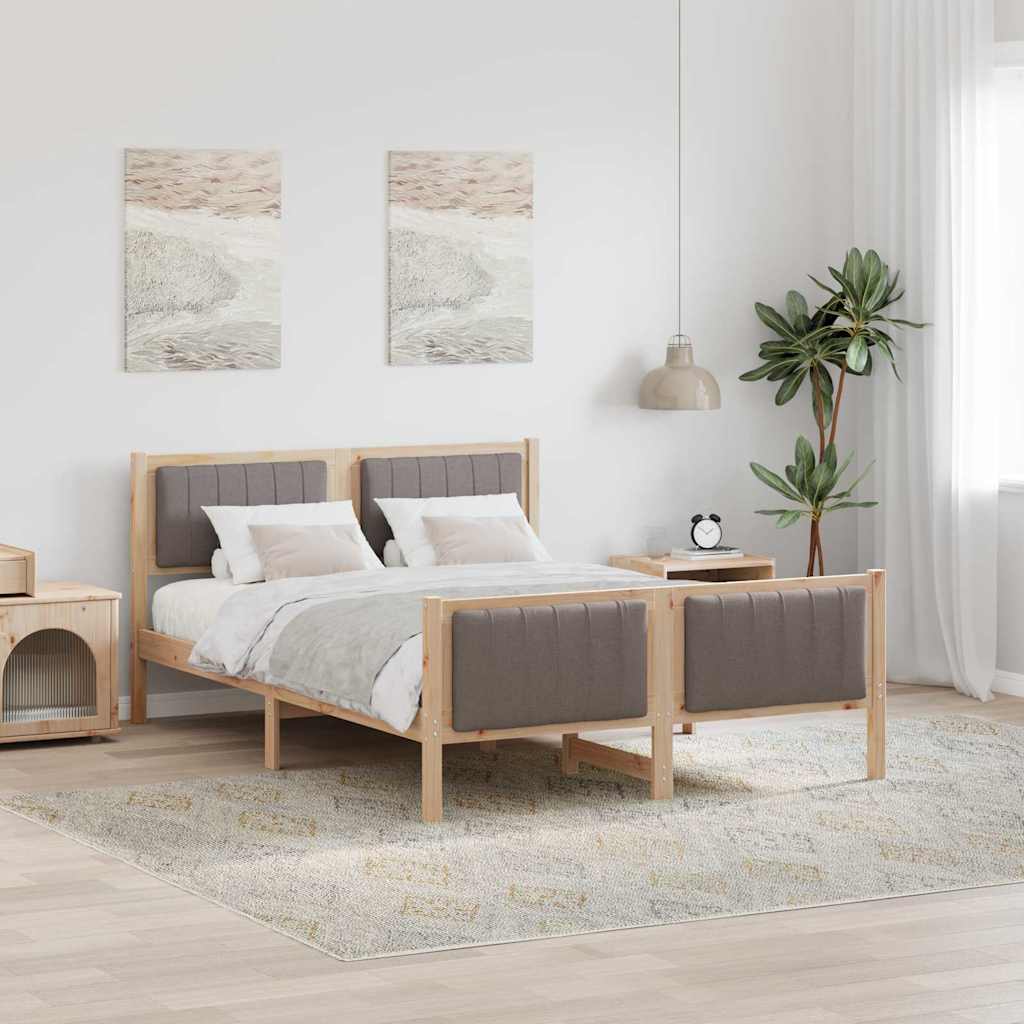 Bedframe Bruin en taupe 140 x 190 cm Massief grenenhout is nu te koop bij PeponiXL, paradijselijk wonen!