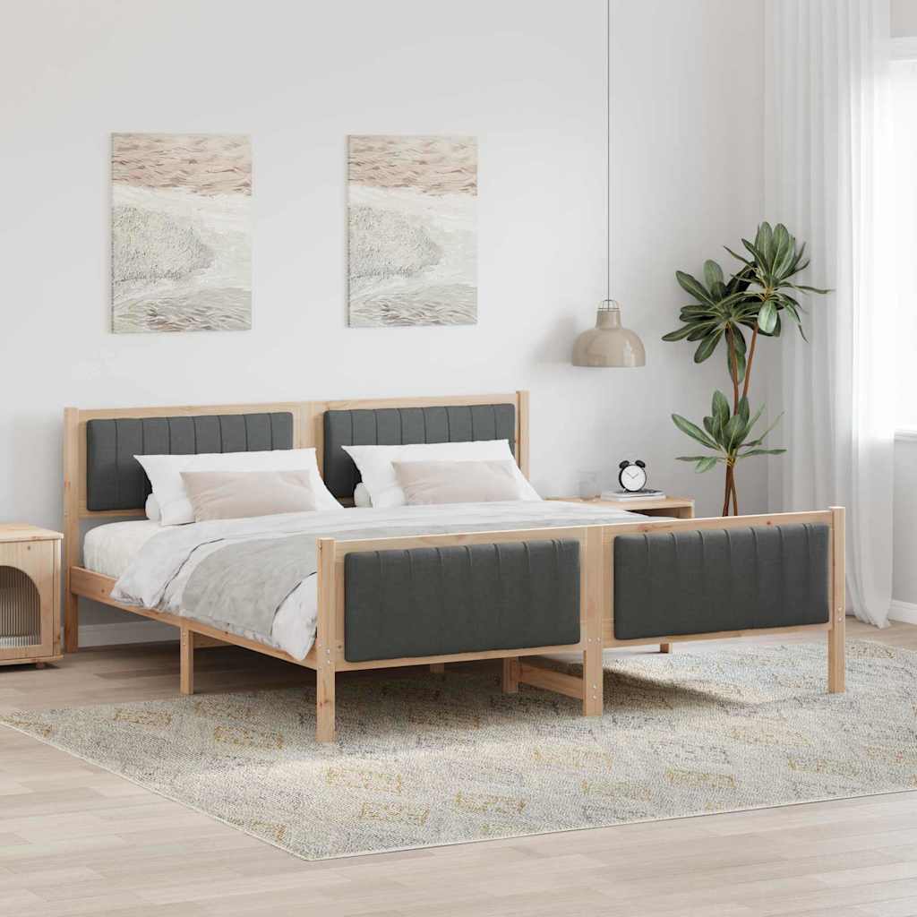 Bedframe Bruin en donkergrijs 180 x 200 cm Massief grenenhout is nu te koop bij PeponiXL, paradijselijk wonen!