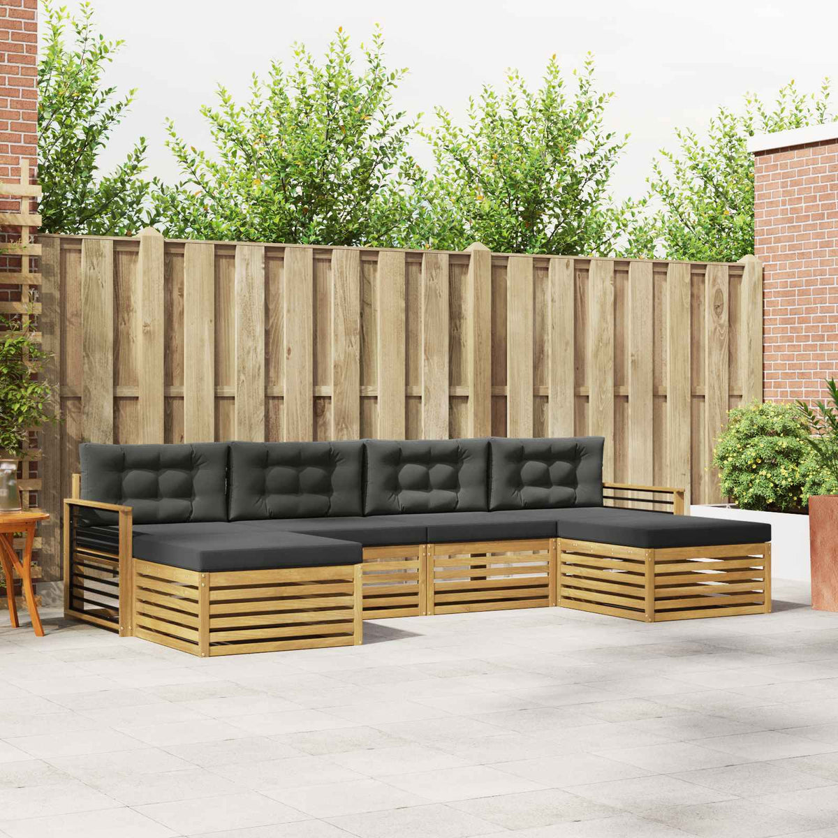 Sofa-Sets 6 pcs Wit en antracietkleurig Massief Acaciahout is nu te koop bij PeponiXL, paradijselijk wonen!