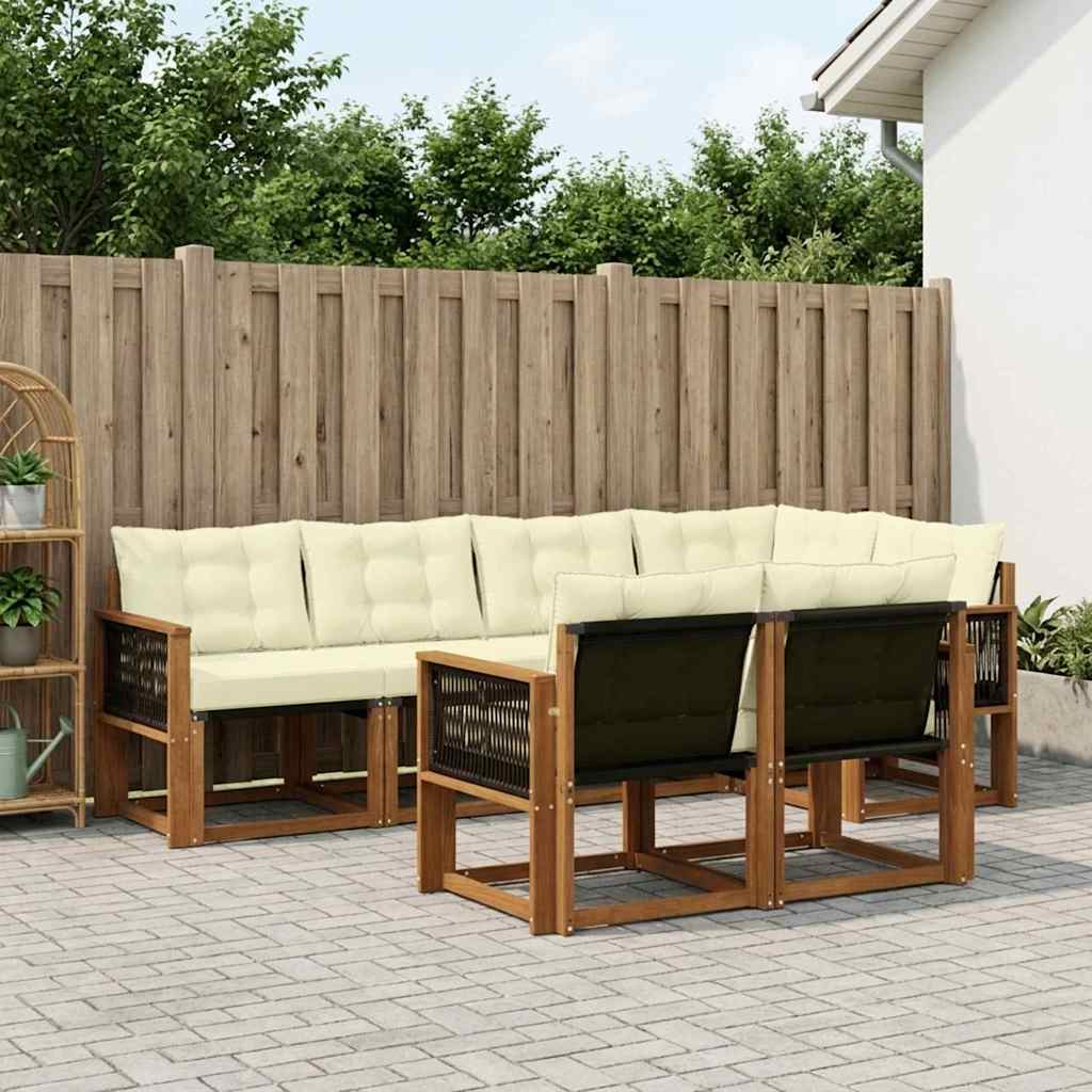 Buiten bankenset met kussen 7 pcs Natuurlijk en Crème is nu te koop bij PeponiXL, paradijselijk wonen!