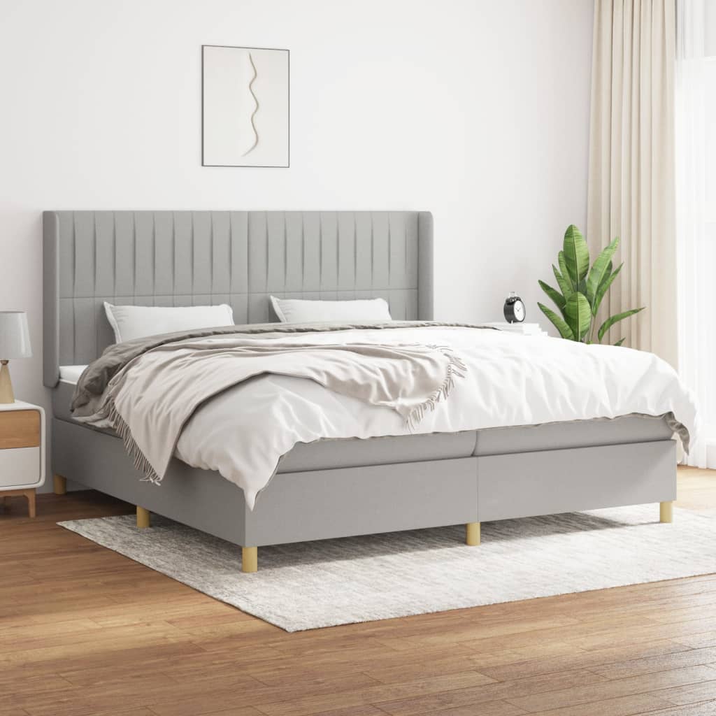 Boxspring met matras stof lichtgrijs 200x200 cm is nu te koop bij PeponiXL, paradijselijk wonen!