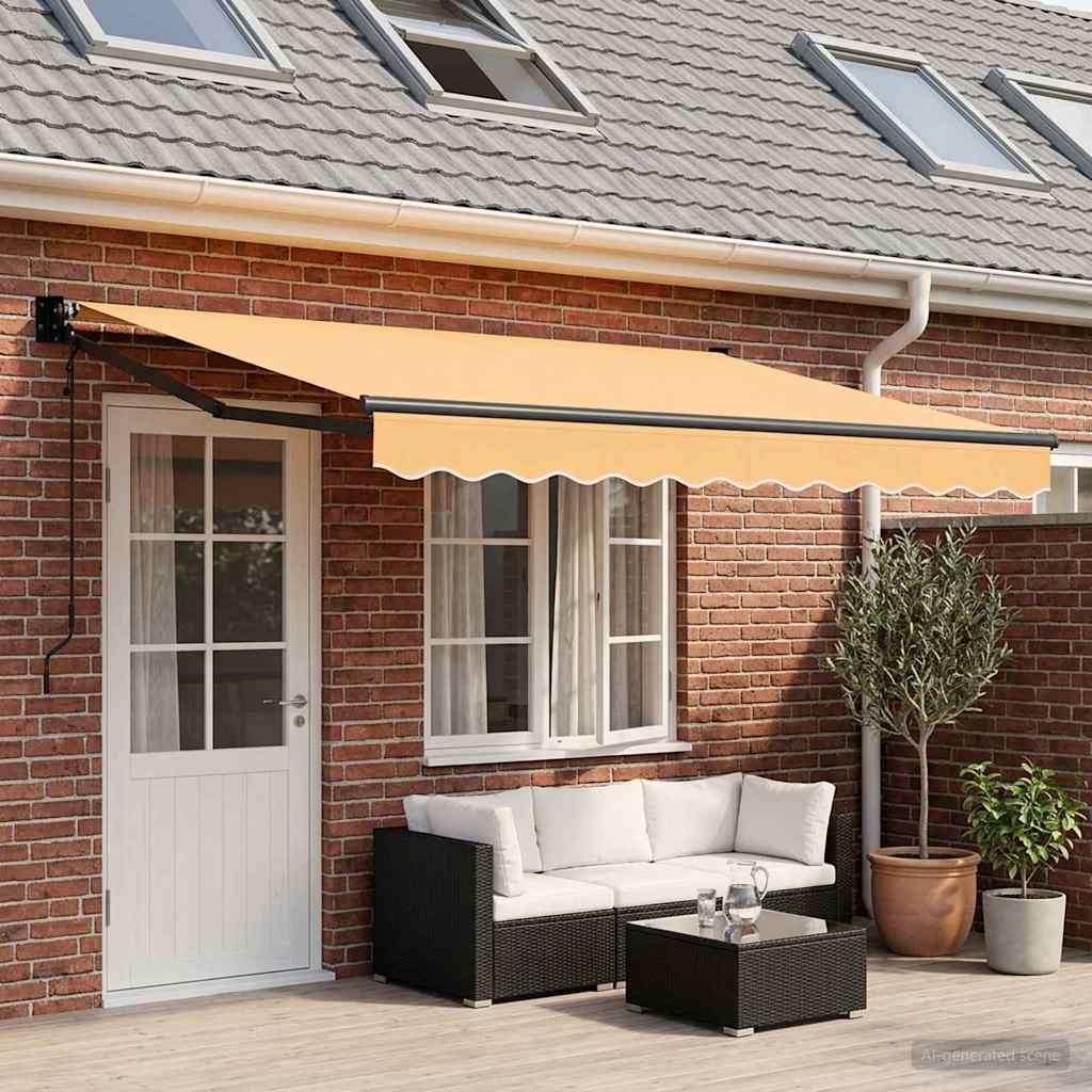 Uitschuifbare luifel Zand 4,5 × 3 m Polyester en Metaal is nu te koop bij PeponiXL, paradijselijk wonen!