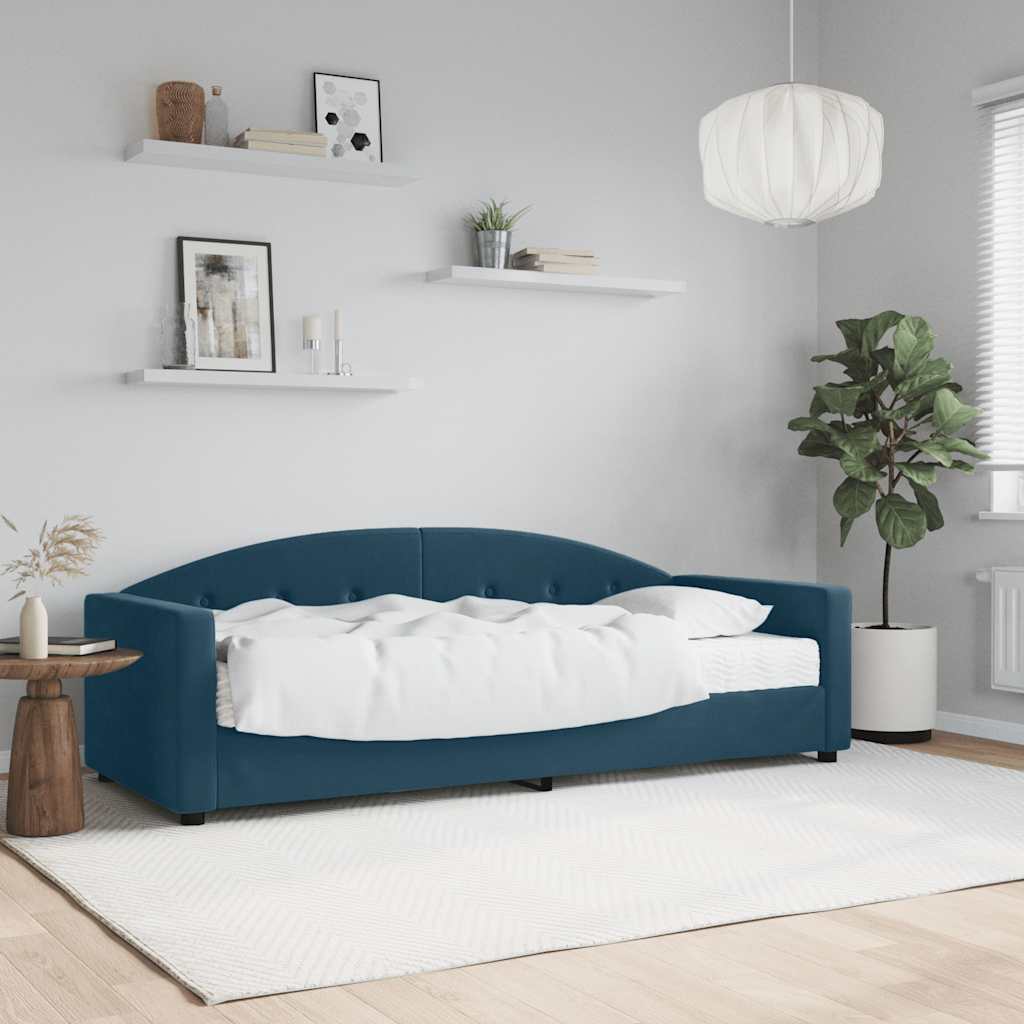 Slaapbank met matras 80x200 cm fluweel blauw is nu te koop bij PeponiXL, paradijselijk wonen!