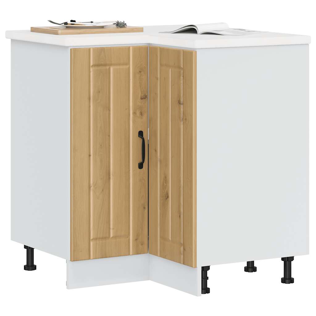Keuken hoekonderkast Lucca bewerkt hout artisanaal eikenkleur is nu te koop bij PeponiXL, paradijselijk wonen!
