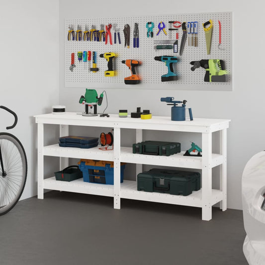 Werkbank 181x50x80 cm massief grenenhout wit is nu te koop bij PeponiXL, paradijselijk wonen!