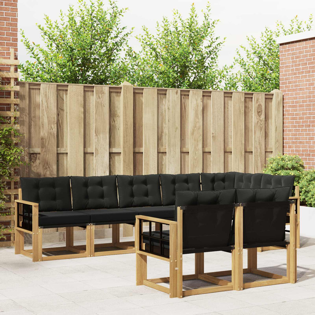 Buiten bankenset met kussen 8 pcs Wit en zwart is nu te koop bij PeponiXL, paradijselijk wonen!
