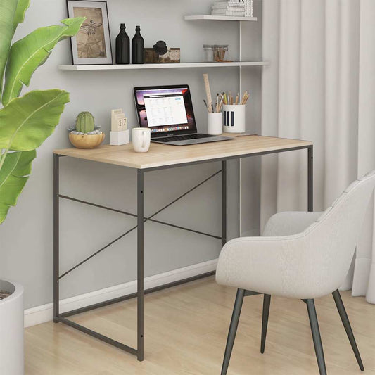 Computerbureau 110x60x70 cm bewerkt hout zwart en eikenkleurig is nu te koop bij PeponiXL, paradijselijk wonen!