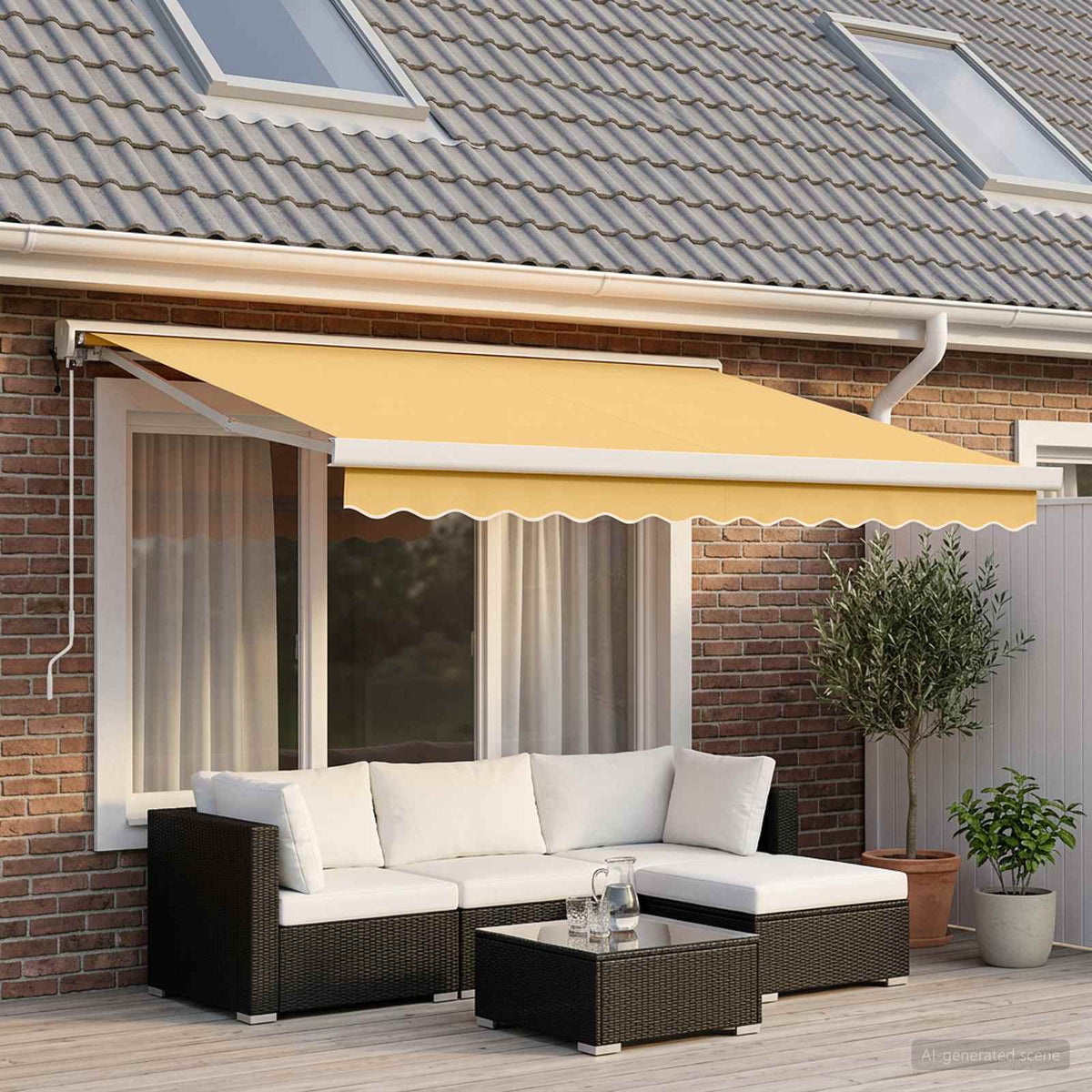 Uitschuifbare luifel Zand 300 x 250 cm Stof en Metaal is nu te koop bij PeponiXL, paradijselijk wonen!