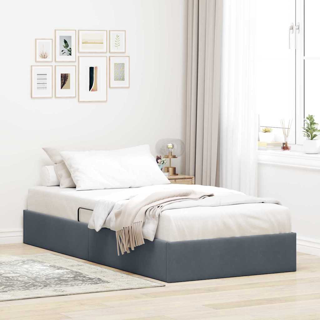 Opslag bed met matras Donkergrijs 100 x 190 cm Fluweel is nu te koop bij PeponiXL, paradijselijk wonen!