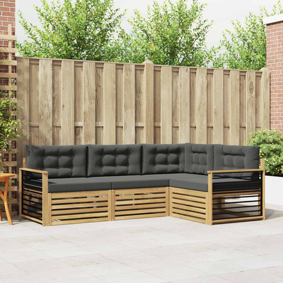 Buiten bankenset 5 pcs Wit en antracietkleurig Polyester is nu te koop bij PeponiXL, paradijselijk wonen!