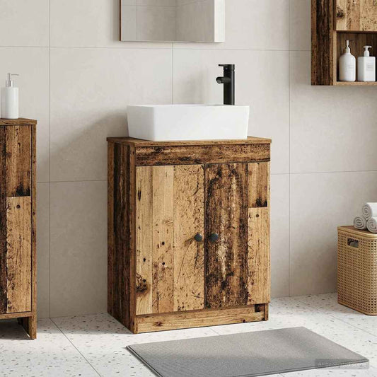 Badkamermeubel met Wasbak Oud hout 54 x 35 x 83 cm Bewerkt hout is nu te koop bij PeponiXL, paradijselijk wonen!
