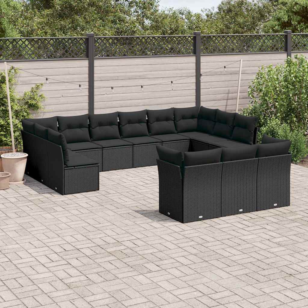 13-delige Loungeset met kussens poly rattan zwart is nu te koop bij PeponiXL, paradijselijk wonen!