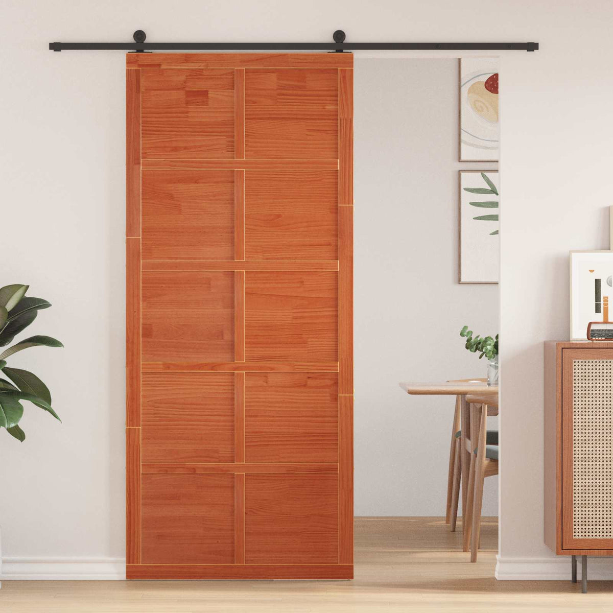 Schuifdeur Wasbruin 90 x 2,5 x 208 cm Massief grenenhout is nu te koop bij PeponiXL, paradijselijk wonen!