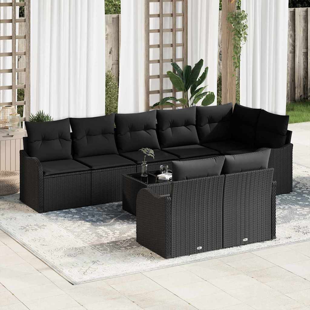 Tuin Sofa Set met opslag 9 pcs Zwart poly rattan is nu te koop bij PeponiXL, paradijselijk wonen!