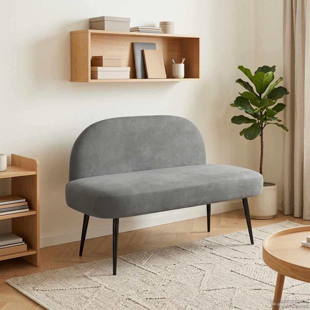 Beklede bank met rugleuning Donkergrijs 110 x 60 x 76 cm is nu te koop bij PeponiXL, paradijselijk wonen!