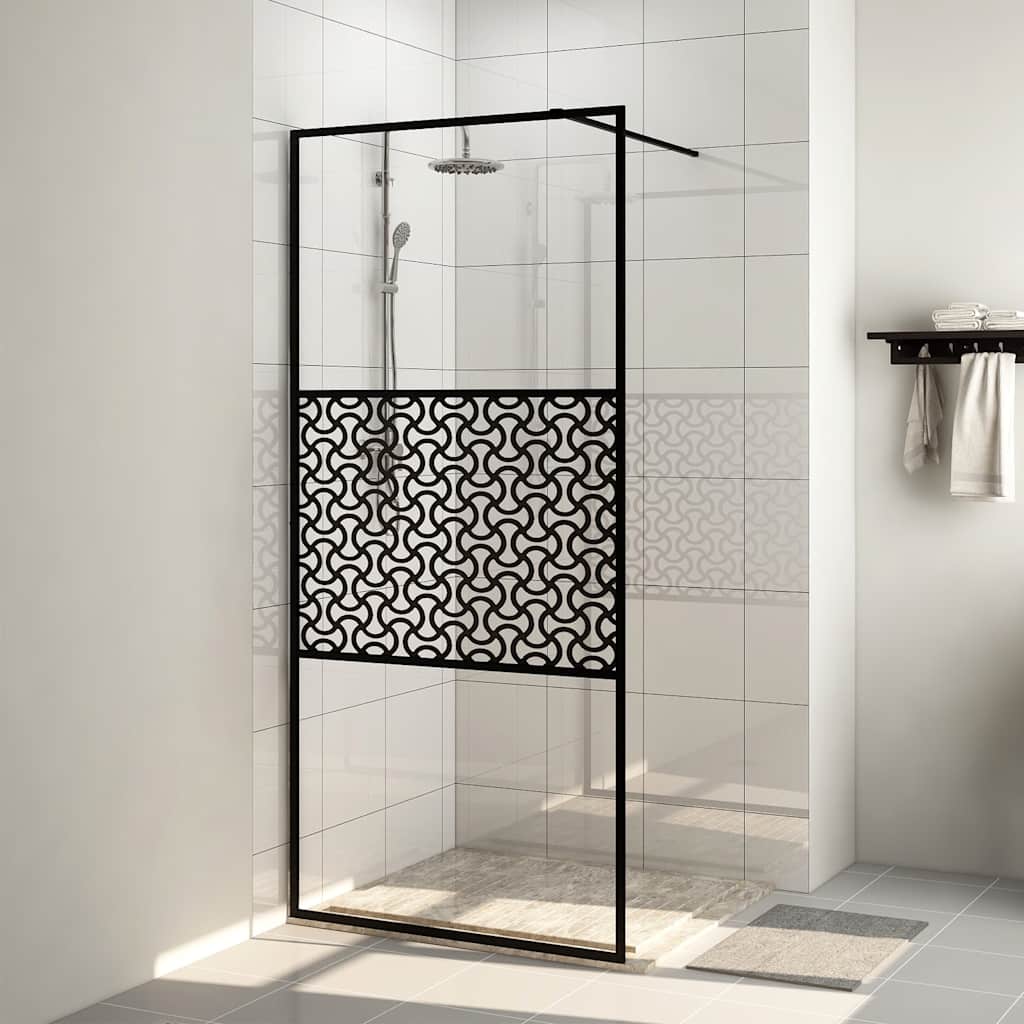 Inloopdouchewand 90x195 cm ESG-glas transparant en zwart is nu te koop bij PeponiXL, paradijselijk wonen!