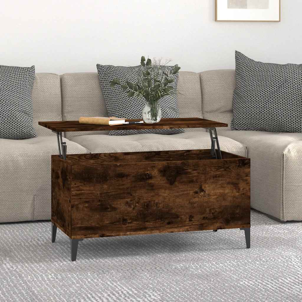 Salontafel 90x44,5x45 cm bewerkt hout gerookt eikenkleurig is nu te koop bij PeponiXL, paradijselijk wonen!