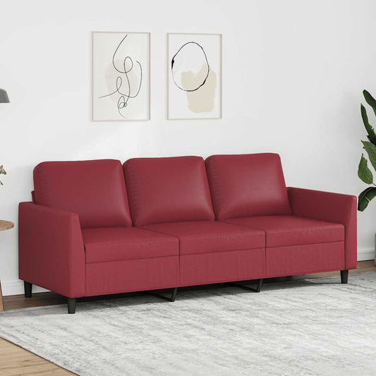 Driezitsbank 180 cm kunstleer wijnrood is nu te koop bij PeponiXL, paradijselijk wonen!