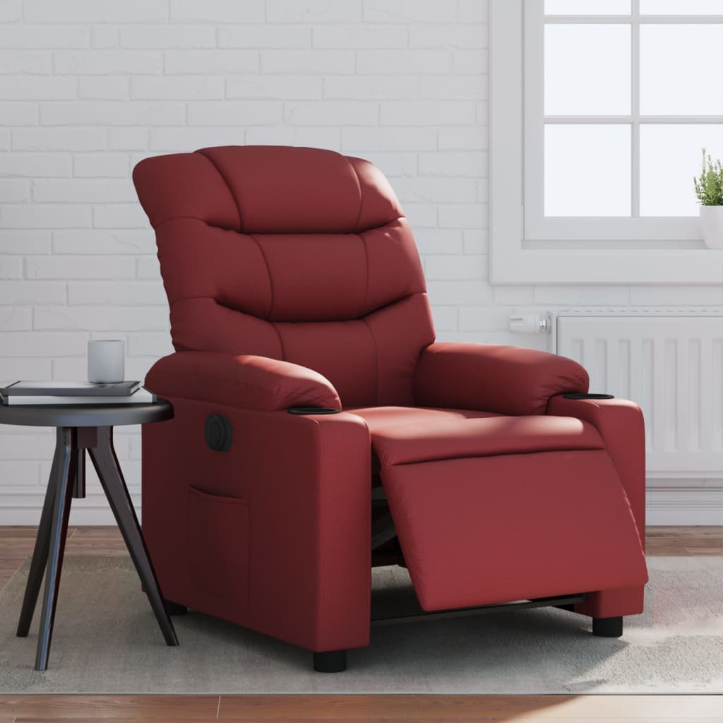 Fauteuil verstelbaar elektrisch kunstleer wijnrood is nu te koop bij PeponiXL, paradijselijk wonen!