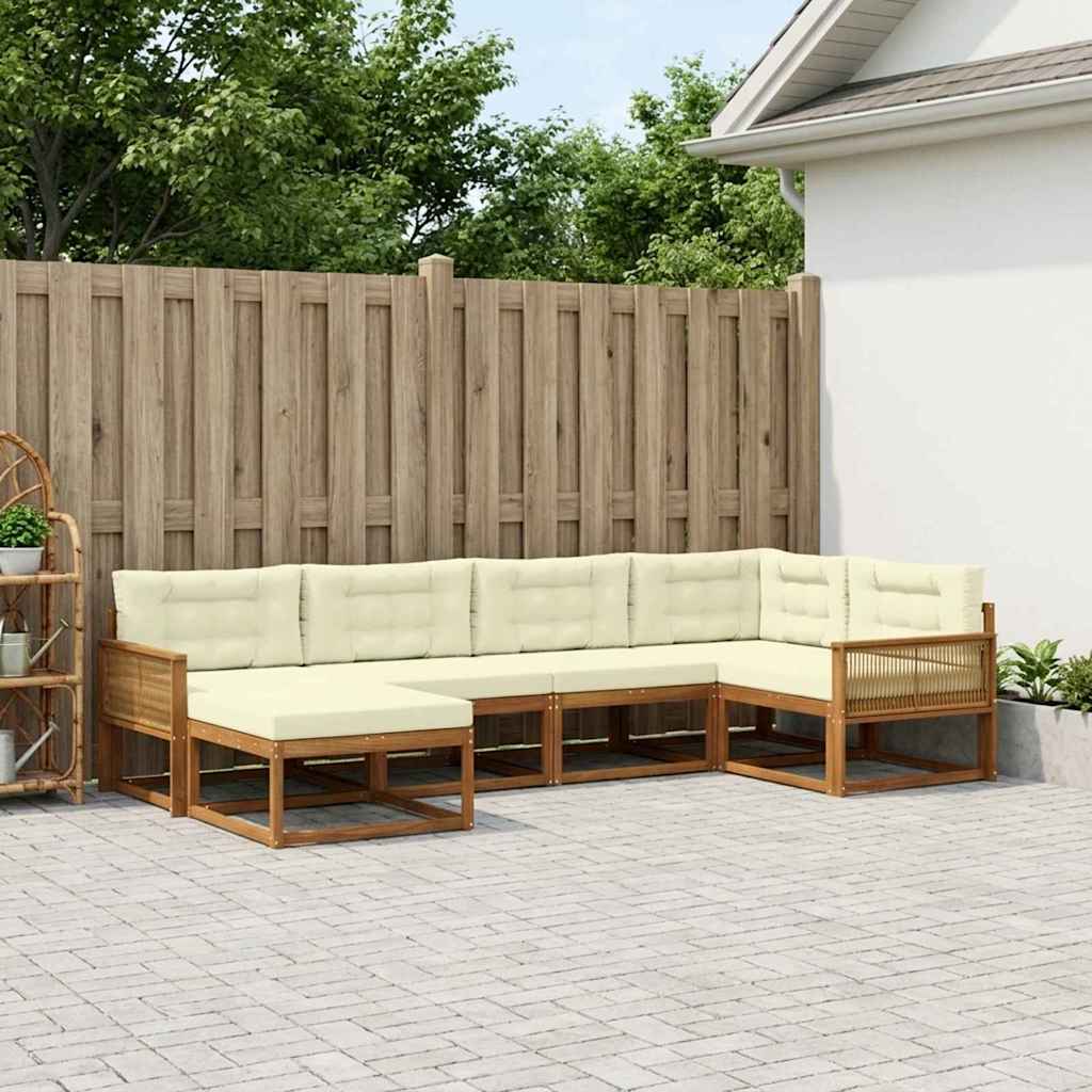 Buiten bankenset met kussen 6 pcs Natuurlijk en Crème is nu te koop bij PeponiXL, paradijselijk wonen!