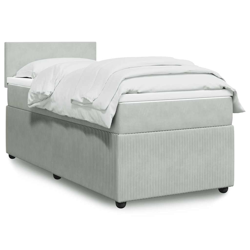 Boxspring met matras fluweel lichtgrijs 90x190 cm is nu te koop bij PeponiXL, paradijselijk wonen!