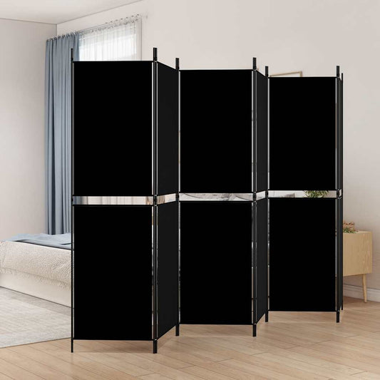 Kamerscherm met 6 panelen 300x180 cm stof zwart is nu te koop bij PeponiXL, paradijselijk wonen!