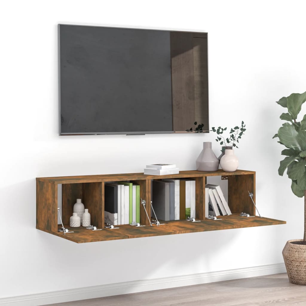 2-delige Tv-meubelset bewerkt hout gerookt eikenkleurig is nu te koop bij PeponiXL, paradijselijk wonen!