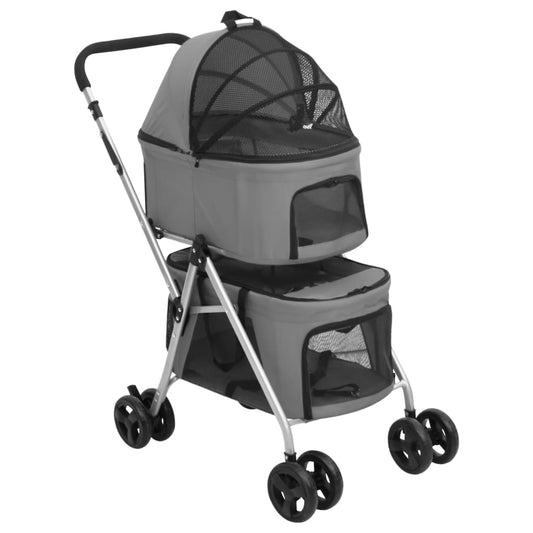 Hondenwagen 2-laags inklapbaar 83x48x97 cm oxford stof grijs is nu te koop bij PeponiXL, paradijselijk wonen!