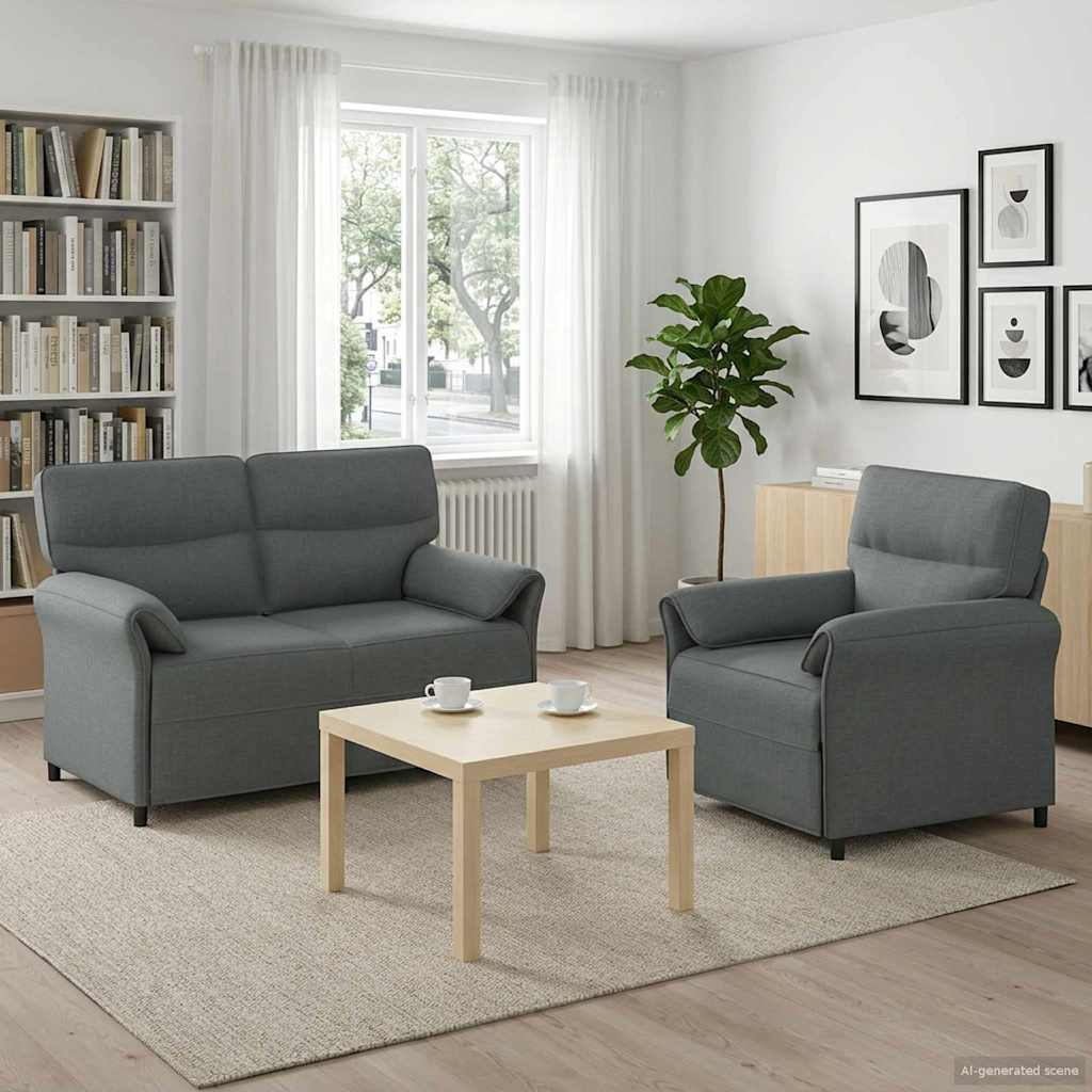 Bankstel 2 st Donkergrijs Stof is nu te koop bij PeponiXL, paradijselijk wonen!