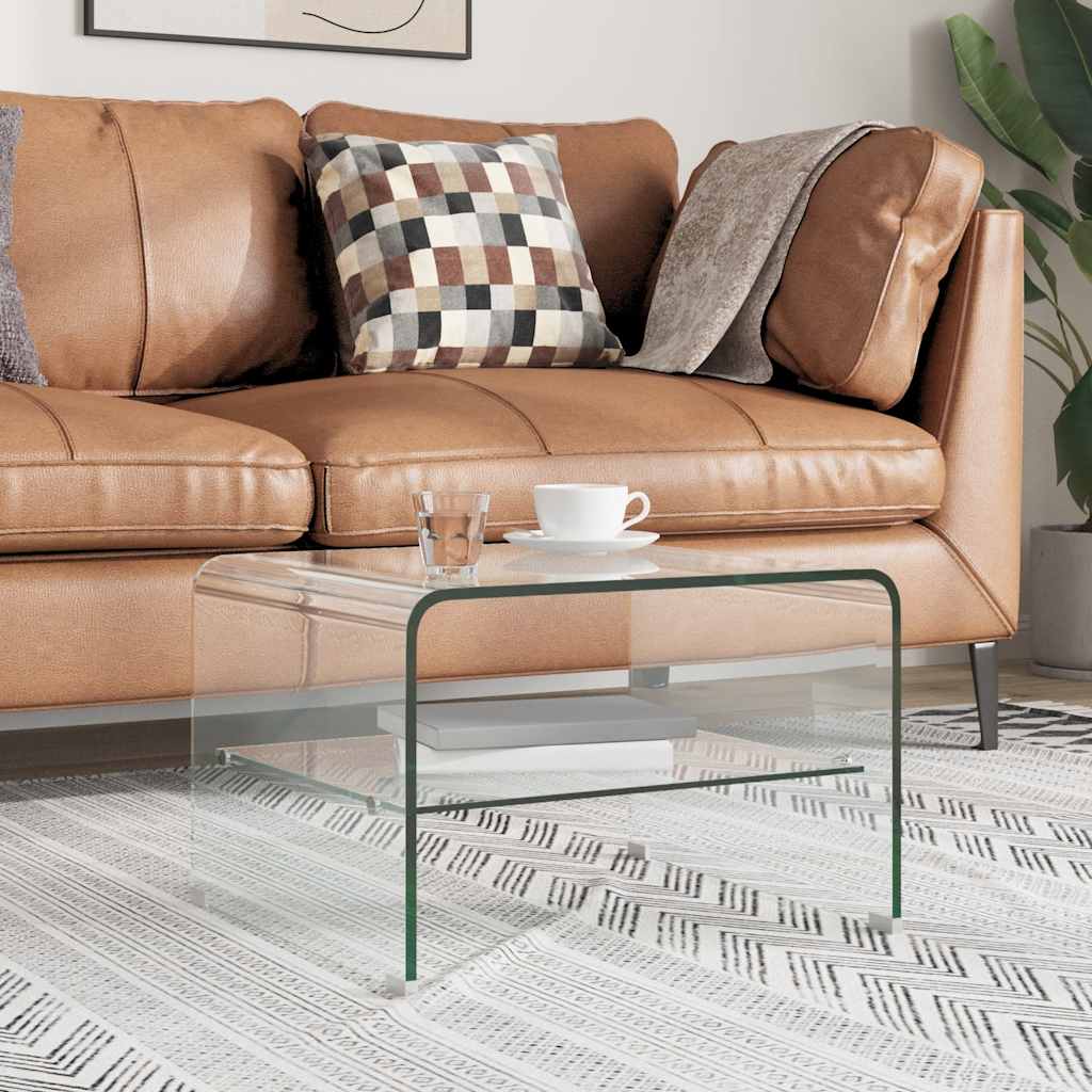 Salontafel 50x45x33 cm gehard glas transparant is nu te koop bij PeponiXL, paradijselijk wonen!