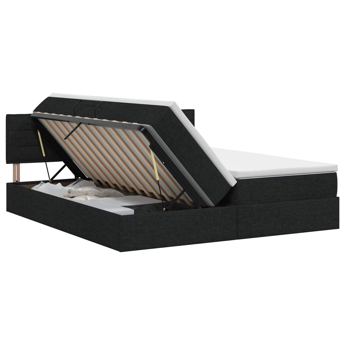 Opbergbed met matras met hoofdeinde Zwart 140 x 190 cm fluweel is nu te koop bij PeponiXL, paradijselijk wonen!