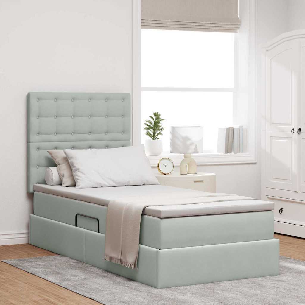 Opslag bed met matras met matras Lichtgrijs 90 x 190 cm Fluweel is nu te koop bij PeponiXL, paradijselijk wonen!