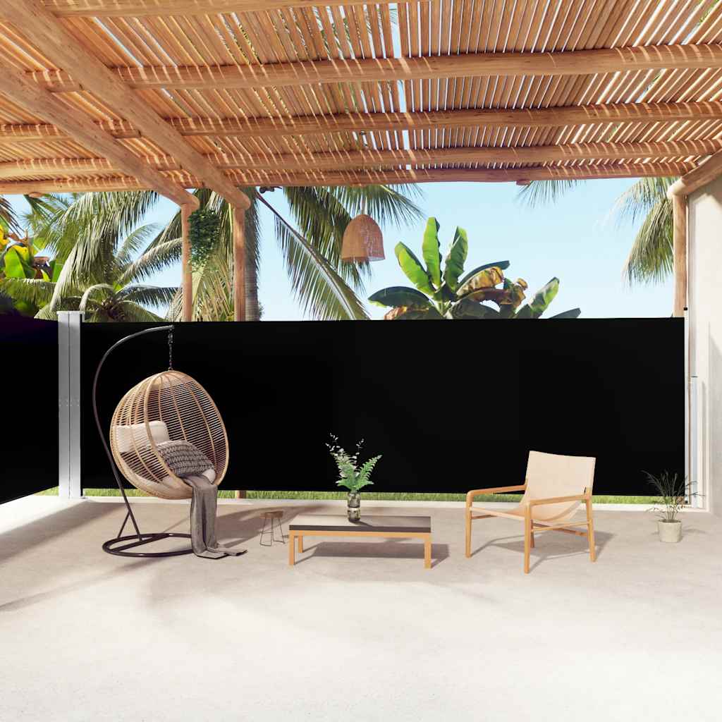 Windscherm uittrekbaar 180x1000 cm zwart is nu te koop bij PeponiXL, paradijselijk wonen!