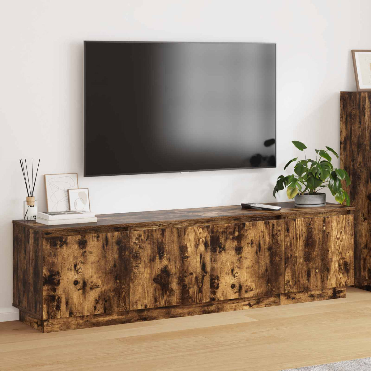 TV-kast Gerookt eiken 180 x 38 x 49 cm Bewerkt hout is nu te koop bij PeponiXL, paradijselijk wonen!