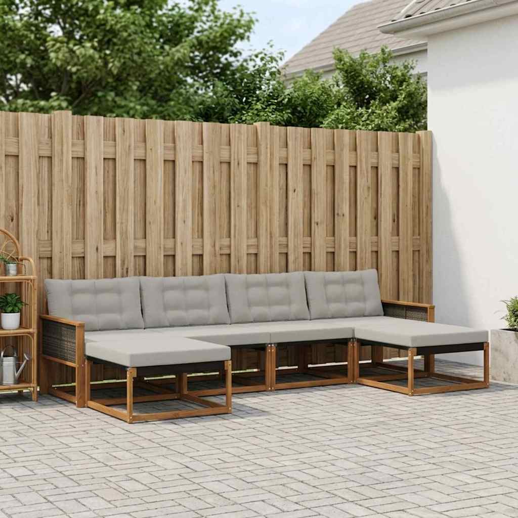 Buiten bankenset met kussen 6 pcs Naturel en lichtgrijs is nu te koop bij PeponiXL, paradijselijk wonen!