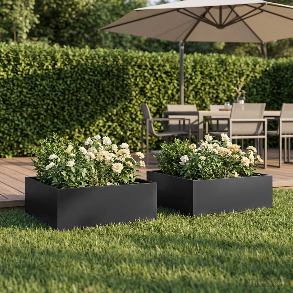 Plantenbak 2 st Zwart 60 x 60 x 20 cm Koudgewalst staal is nu te koop bij PeponiXL, paradijselijk wonen!