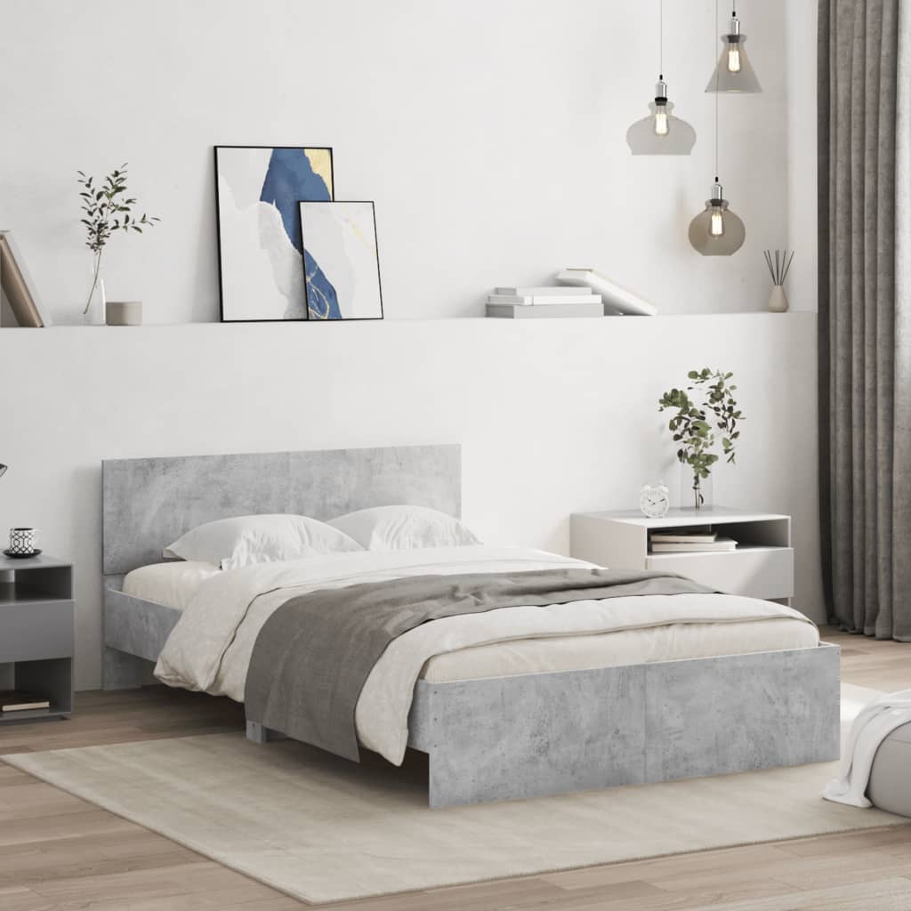Bedframe met hoofdeinde betongrijs 120x200 cm is nu te koop bij PeponiXL, paradijselijk wonen!