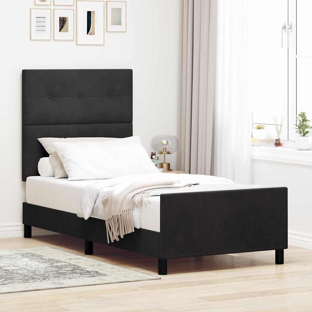 Boxspringbed met hoofdeinde Zwart 90 x 200 cm Fluweel is nu te koop bij PeponiXL, paradijselijk wonen!