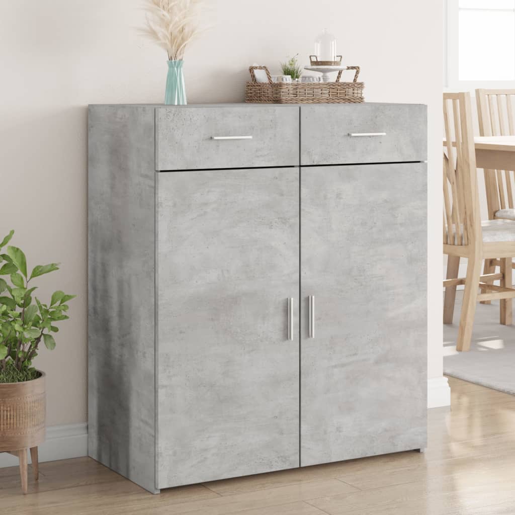 Dressoir 80x42,5x93 cm bewerkt hout betongrijs is nu te koop bij PeponiXL, paradijselijk wonen!