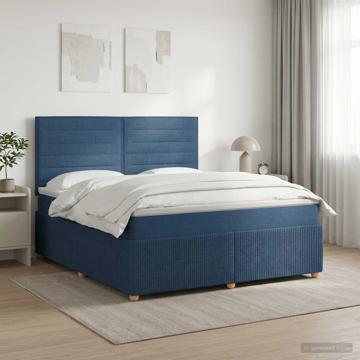 Boxspringbed met matras met hoofdeinde Blauw 140 x 200 cm Stof is nu te koop bij PeponiXL, paradijselijk wonen!