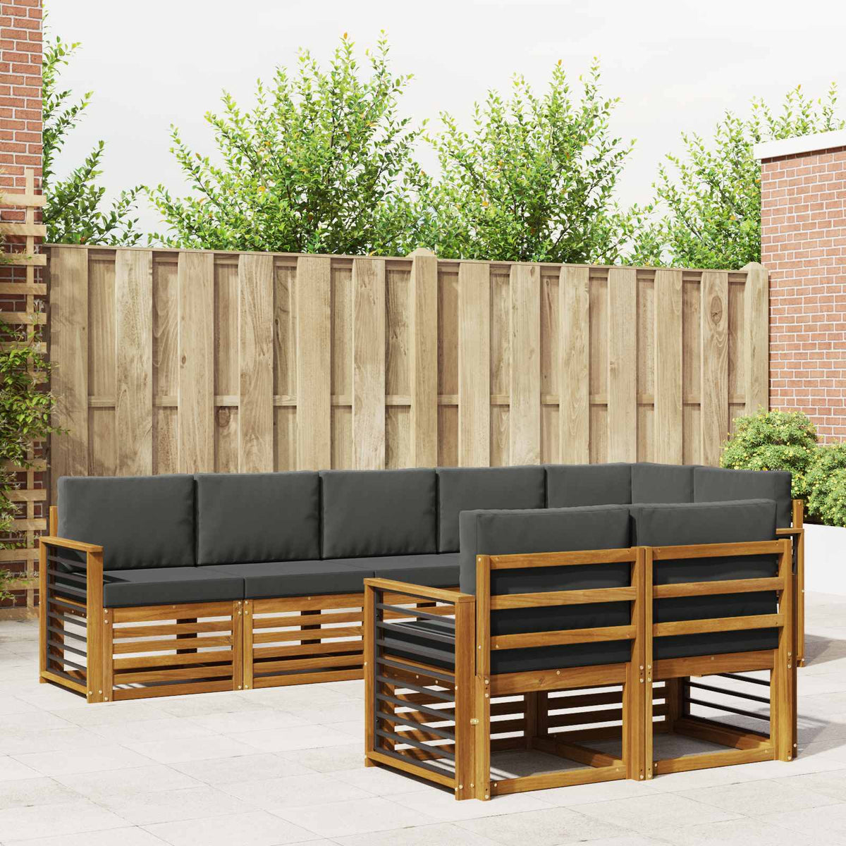 Sofa-Sets 8 pcs Natuurlijk en Antraciet Massief Acaciahout is nu te koop bij PeponiXL, paradijselijk wonen!