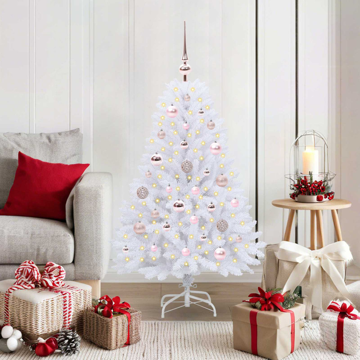 Kunstmatige Inklapbare Kerstboom Wit 120 cm PVC en Staal is nu te koop bij PeponiXL, paradijselijk wonen!
