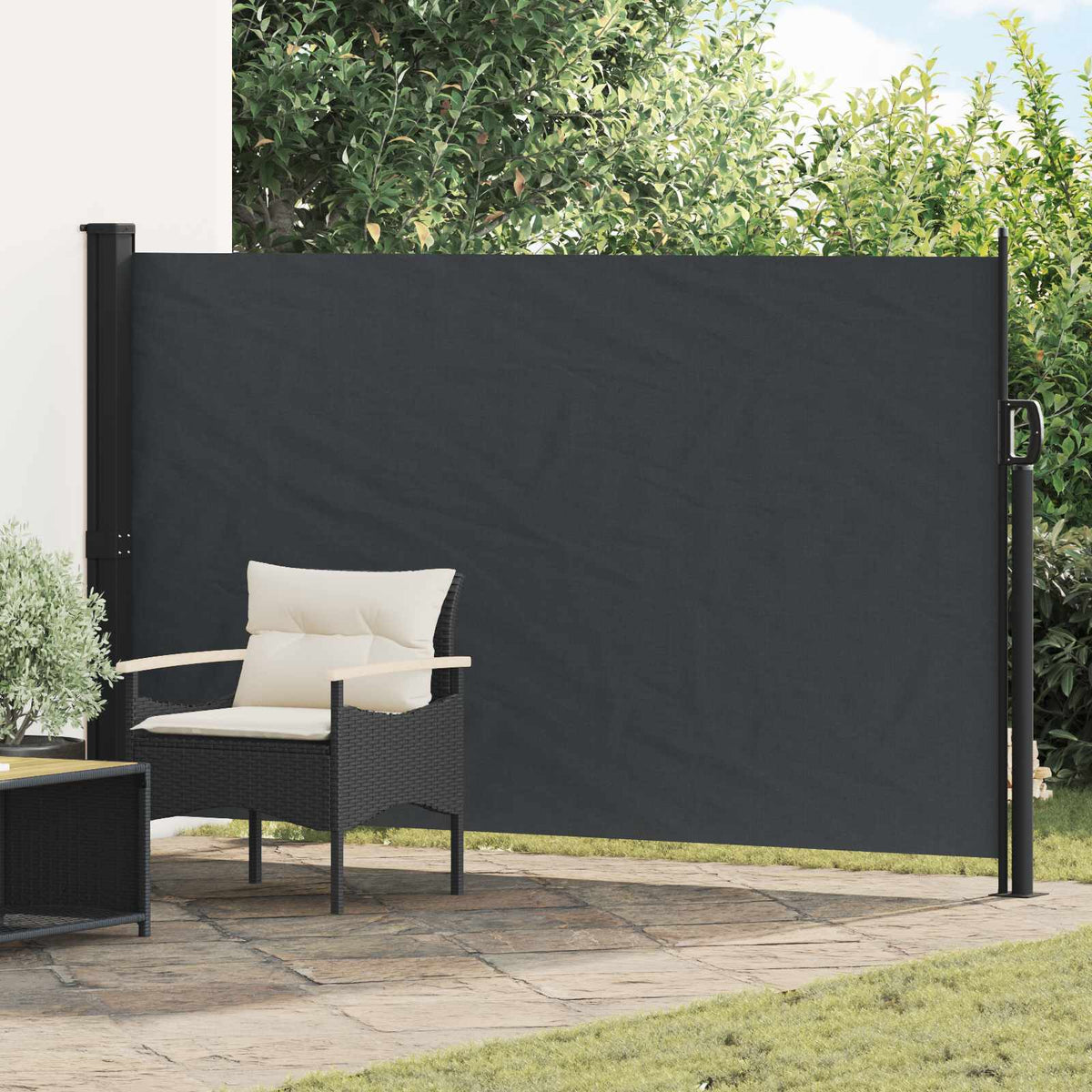 Uittrekbaar Zijscherm Zwart 300 x 170 cm Polyester is nu te koop bij PeponiXL, paradijselijk wonen!