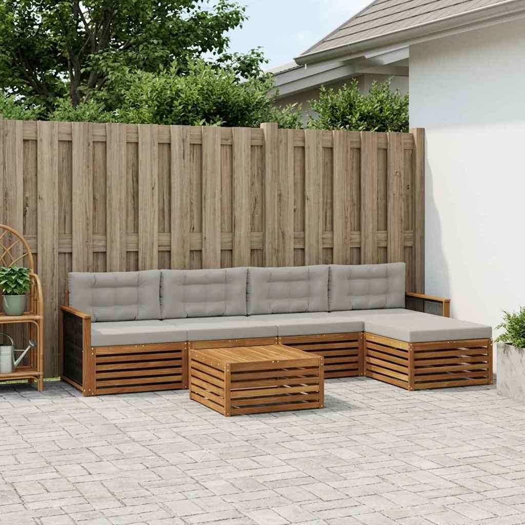 Buiten bankenset met kussen 6 pcs Naturel en lichtgrijs is nu te koop bij PeponiXL, paradijselijk wonen!