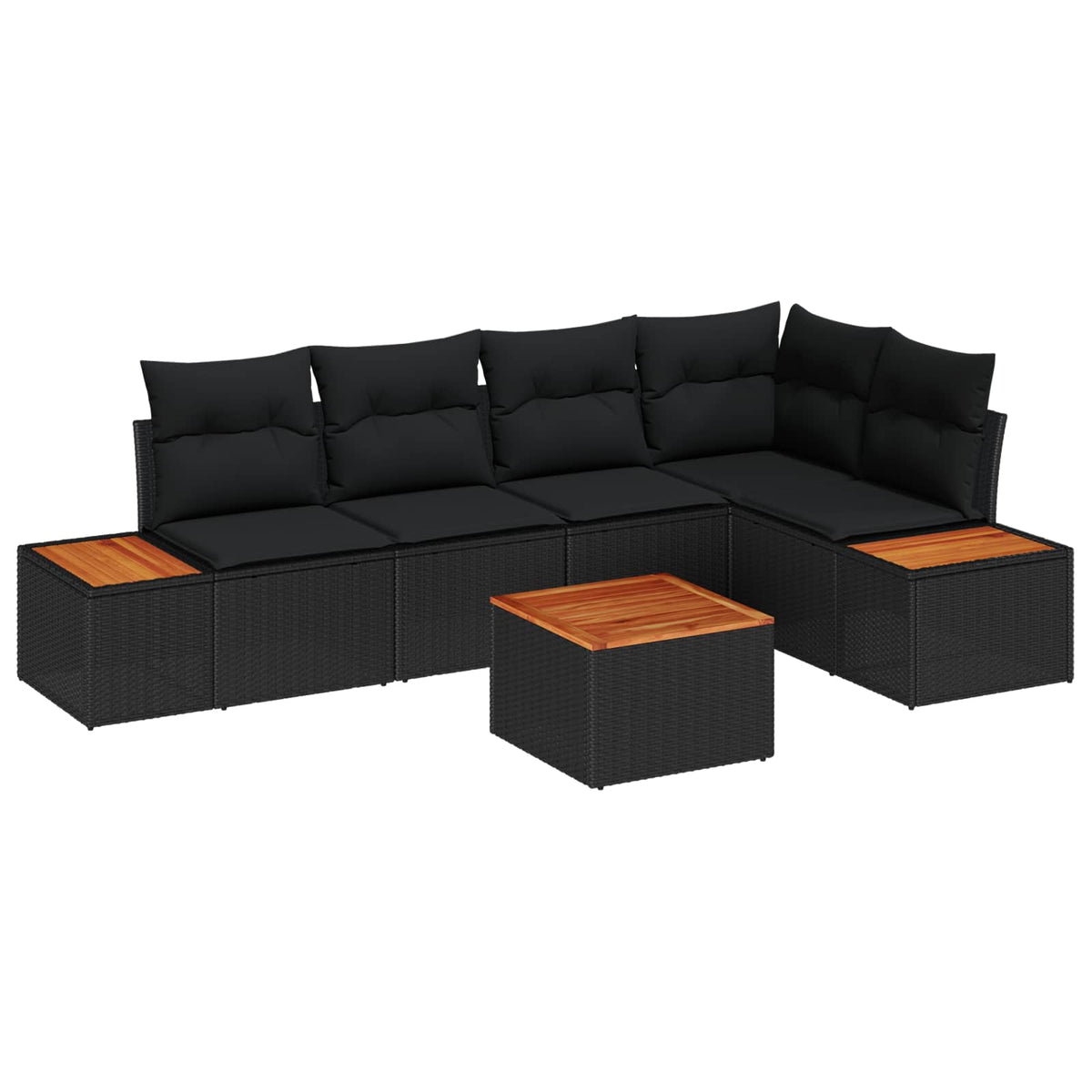 Tuinbankenset met kussen 6 pcs Zwart Poly riet is nu te koop bij PeponiXL, paradijselijk wonen!