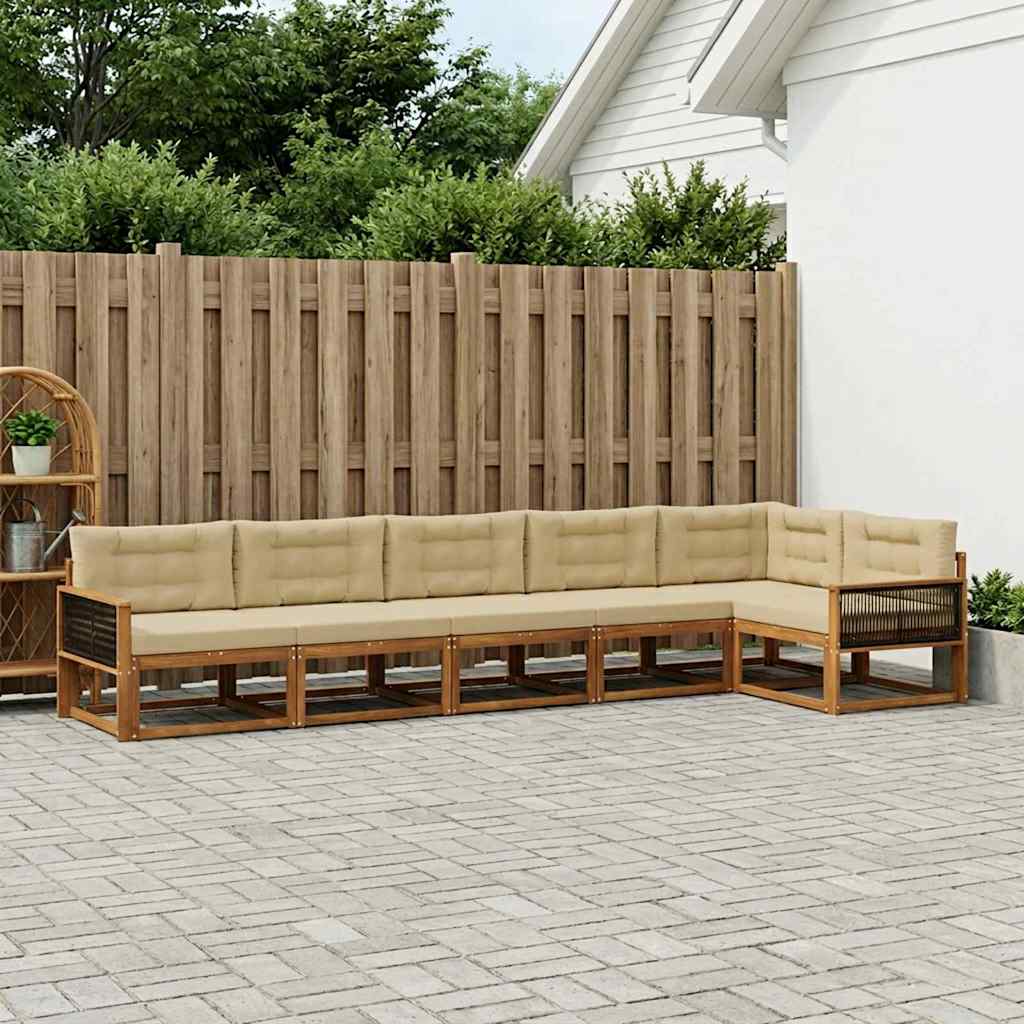 Buiten bankenset met kussen 6 pcs Natuurlijk en Beige is nu te koop bij PeponiXL, paradijselijk wonen!