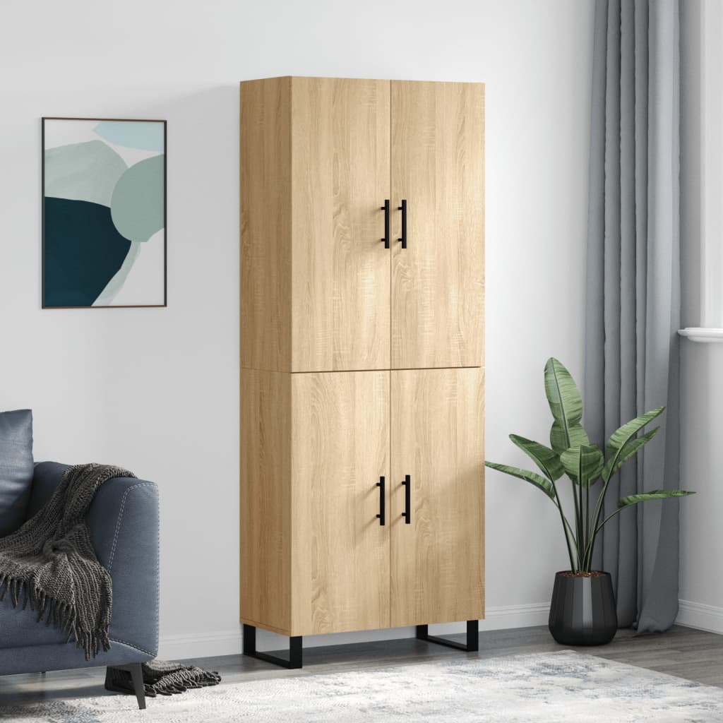 Hoge kast 69,5x34x180 cm bewerkt hout sonoma eikenkleurig is nu te koop bij PeponiXL, paradijselijk wonen!
